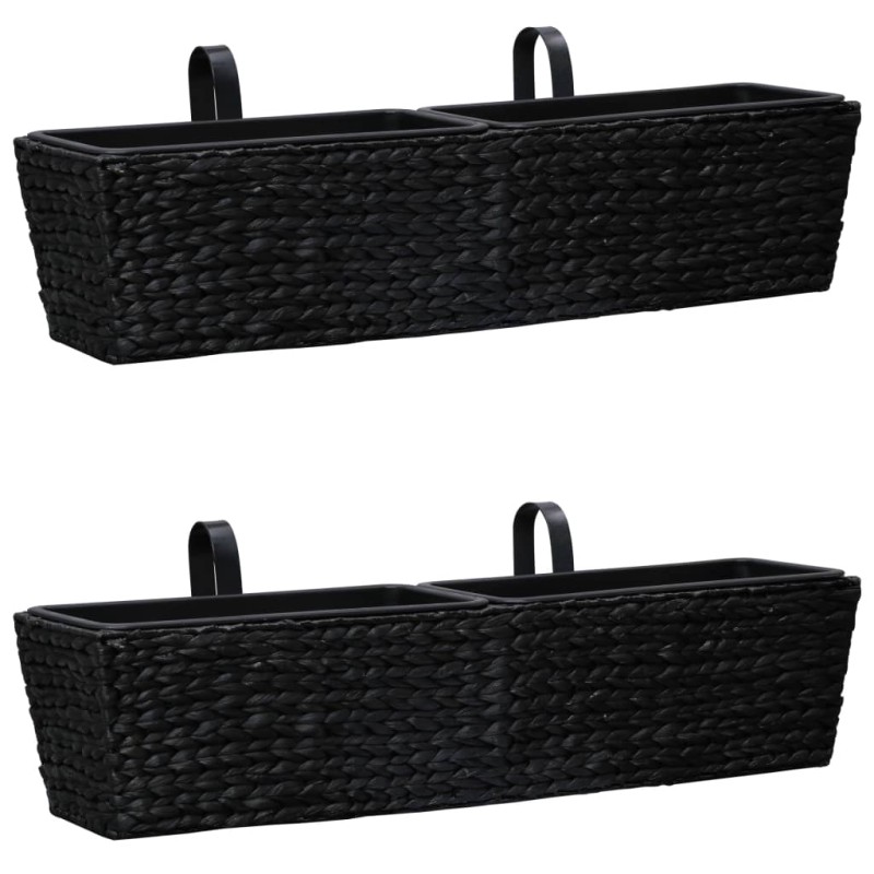 vidaXL Conjunto de jardineras 2 piezas jacinto de agua negro vidaXL Conjunto de jardineras 2 piezas jacinto de agua negro