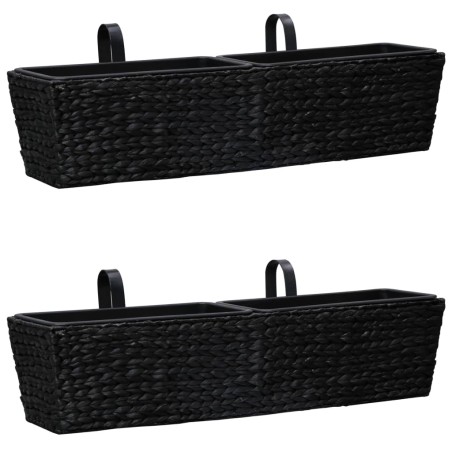 vidaXL Conjunto de jardineras 2 piezas jacinto de agua negro