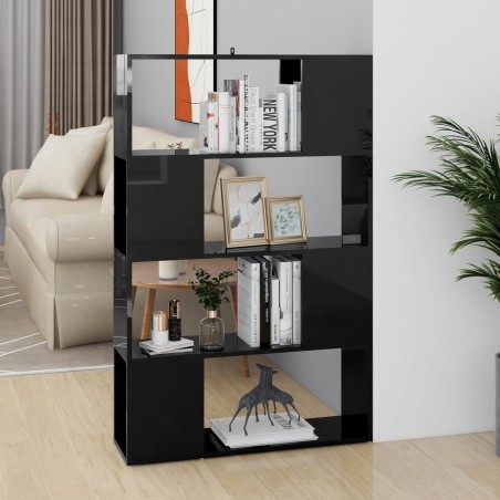 vidaXL Estantería/divisor de espacios negro brillo 80x24x124,5 cm