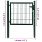 vidaXL Cancela de valla 2D individual verde 106x130 cm vidaXL Cancela de valla 2D individual verde 106x130 cm