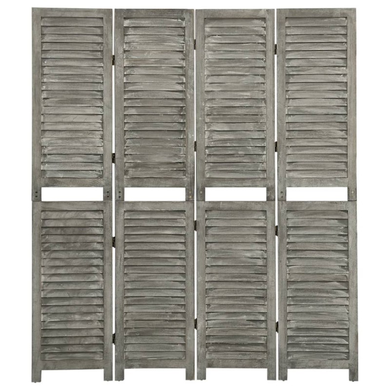 vidaXL Biombo de 4 paneles de madera maciza gris 143x166 cm vidaXL Biombo de 4 paneles de madera maciza gris 143x166 cm