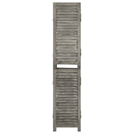 vidaXL Biombo de 4 paneles de madera maciza gris 143x166 cm