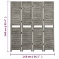 vidaXL Biombo de 4 paneles de madera maciza gris 143x166 cm vidaXL Biombo de 4 paneles de madera maciza gris 143x166 cm