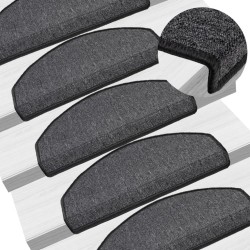 vidaXL Alfombrillas de escalera 15 unidades gris antracita 65x24x4 cm