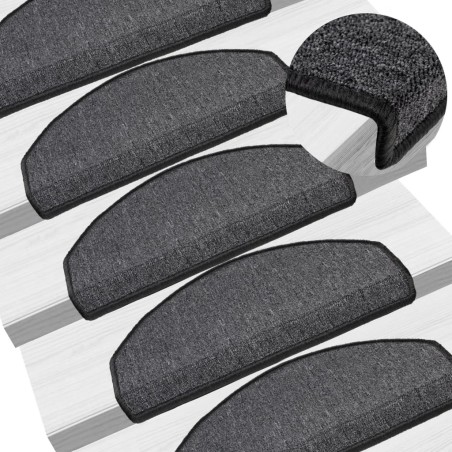 vidaXL Alfombrillas de escalera 15 unidades gris antracita 65x24x4 cm