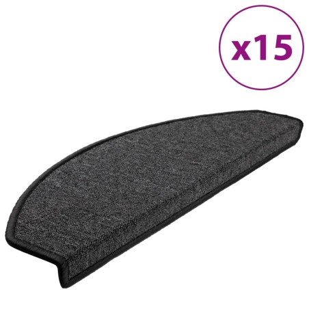 vidaXL Alfombrillas de escalera 15 unidades gris antracita 65x24x4 cm