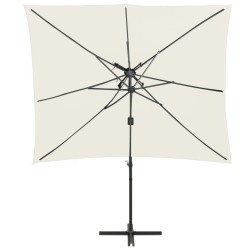vidaXL Sombrilla voladiza con cubierta doble arena 250x250 cm