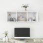 vidaXL Mueble TV pared madera contrachapada blanco brillo 37x37x107 cm vidaXL Mueble TV pared madera contrachapada blanco brillo 37x37x107 cm