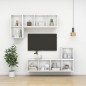 vidaXL Mueble TV pared madera contrachapada blanco brillo 37x37x107 cm vidaXL Mueble TV pared madera contrachapada blanco brillo 37x37x107 cm
