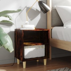 vidaXL Mesitas de noche 2 uds patas de madera roble ahumado 40x30x50cm