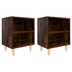 vidaXL Mesitas de noche 2 uds patas de madera roble ahumado 40x30x50cm