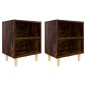 vidaXL Mesitas de noche 2 uds patas de madera roble ahumado 40x30x50cm vidaXL Mesitas de noche 2 uds patas de madera roble ahumado 40x30x50cm