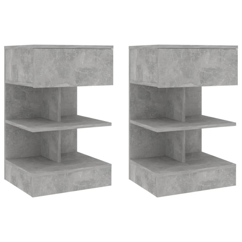 vidaXL Mesitas de noche 2 uds gris hormigón 40x35x70 cm vidaXL Mesitas de noche 2 uds gris hormigón 40x35x70 cm