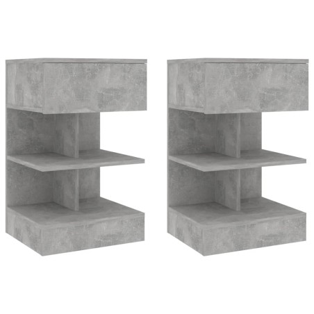 vidaXL Mesitas de noche 2 uds gris hormigón 40x35x70 cm