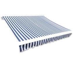 vidaXL Toldo de lona azul y blanco 450x300 cm