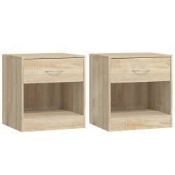 vidaXL Mesitas de noche 2 unidades con un cajón y estante color roble 