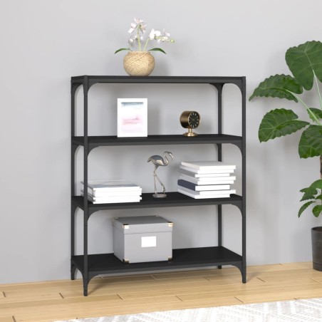vidaXL Estantería madera contrachapada y acero negro 80x33x100 cm