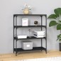 vidaXL Estantería madera contrachapada y acero negro 80x33x100 cm vidaXL Estantería madera contrachapada y acero negro 80x33x100 cm