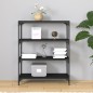 vidaXL Estantería madera contrachapada y acero negro 80x33x100 cm vidaXL Estantería madera contrachapada y acero negro 80x33x100 cm