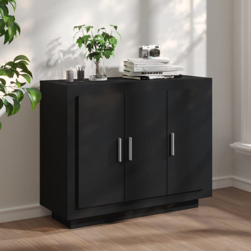 vidaXL Aparador de madera contrachapada negro 92x35x75 cm vidaXL Aparador de madera contrachapada negro 92x35x75 cm