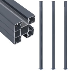 vidaXL Postes de valla 3 unidades aluminio gris oscuro 185 cm