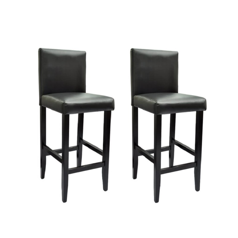vidaXL Taburetes de cocina 2 unidades cuero sintético negro vidaXL Taburetes de cocina 2 unidades cuero sintético negro