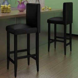 vidaXL Taburetes de cocina 2 unidades cuero sintético negro