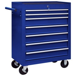 vidaXL Carrito caja de herramientas 7 cajones azul