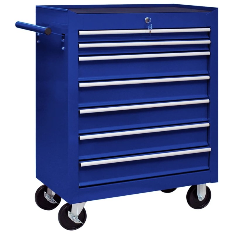 vidaXL Carrito caja de herramientas 7 cajones azul vidaXL Carrito caja de herramientas 7 cajones azul