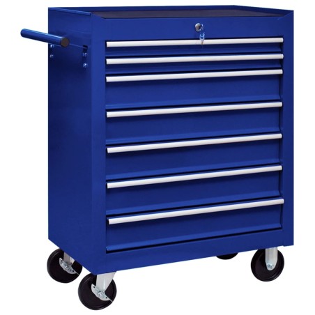 vidaXL Carrito caja de herramientas 7 cajones azul