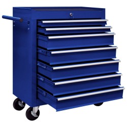 vidaXL Carrito caja de herramientas 7 cajones azul