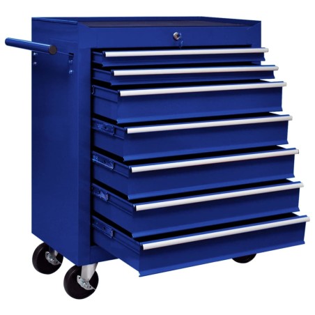 vidaXL Carrito caja de herramientas 7 cajones azul