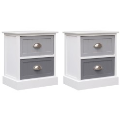 vidaXL Mesitas de noche 2 unidades madera de Paulownia gris 38x28x45cm