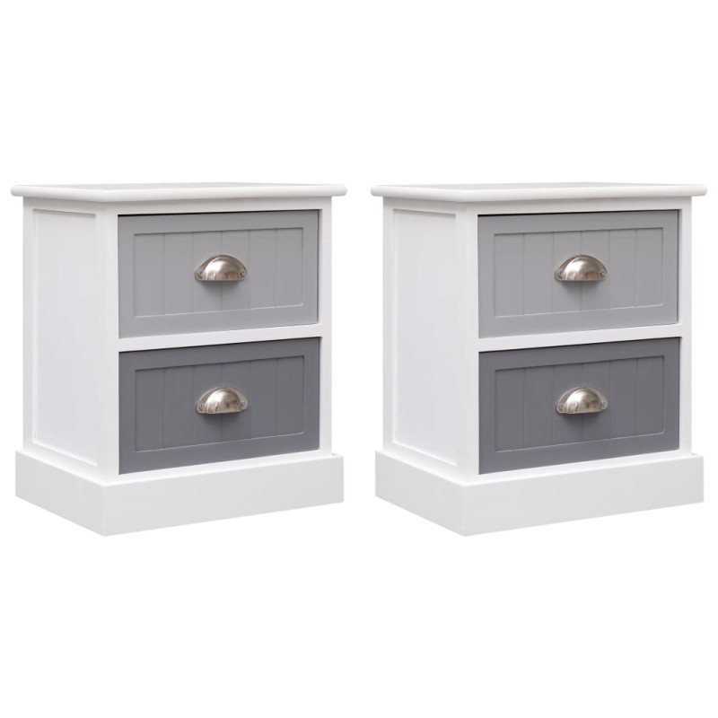 vidaXL Mesitas de noche 2 unidades madera de Paulownia gris 38x28x45cm vidaXL Mesitas de noche 2 unidades madera de Paulownia gris 38x28x45cm