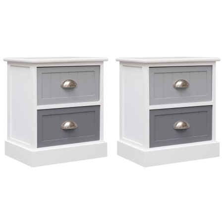 vidaXL Mesitas de noche 2 unidades madera de Paulownia gris 38x28x45cm