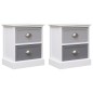 vidaXL Mesitas de noche 2 unidades madera de Paulownia gris 38x28x45cm vidaXL Mesitas de noche 2 unidades madera de Paulownia gris 38x28x45cm