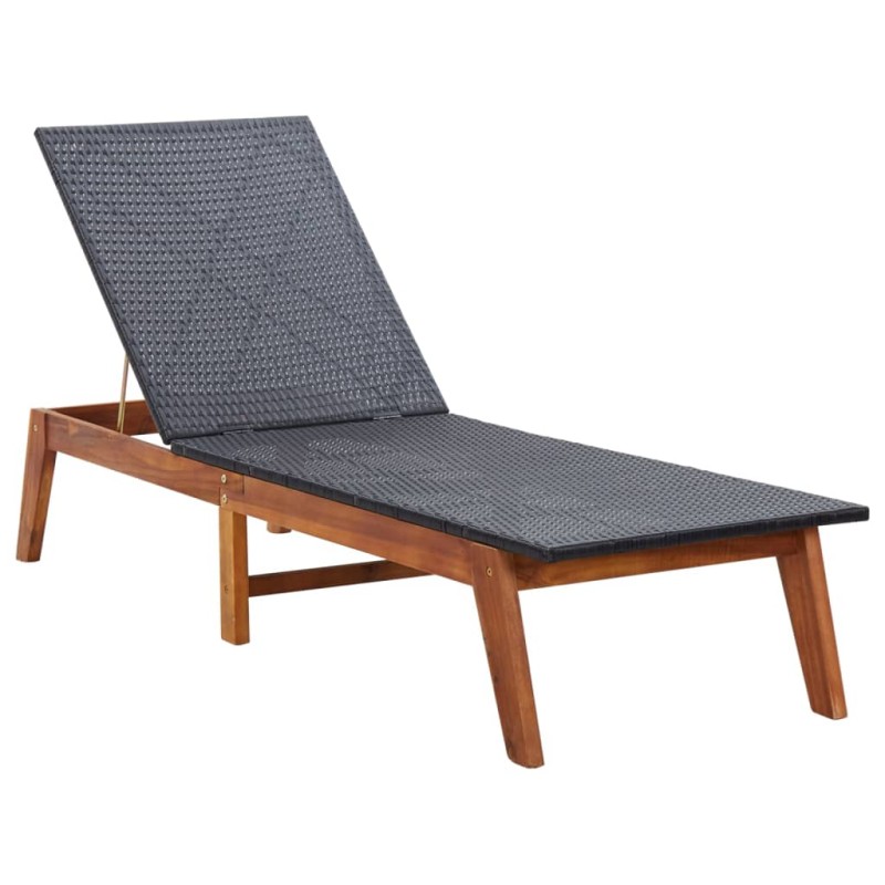 vidaXL Tumbona de ratán sintético y madera maciza de acacia vidaXL Tumbona de ratán sintético y madera maciza de acacia