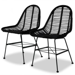 vidaXL Sillas de comedor 2 unidades ratán natural negro