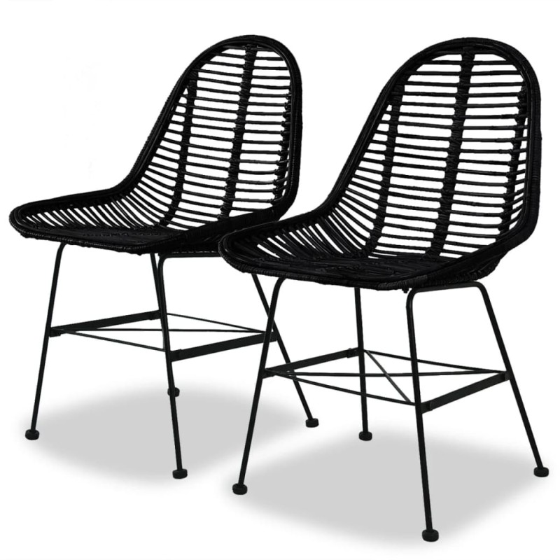 vidaXL Sillas de comedor 2 unidades ratán natural negro vidaXL Sillas de comedor 2 unidades ratán natural negro