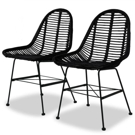 vidaXL Sillas de comedor 2 unidades ratán natural negro