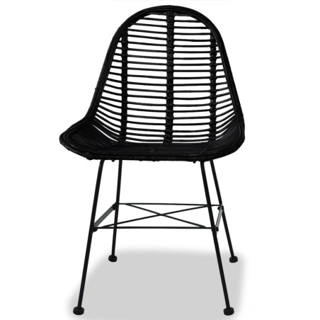 vidaXL Sillas de comedor 2 unidades ratán natural negro