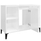 vidaXL Armario de lavabo madera contrachapada blanco brillo 80x33x60cm vidaXL Armario de lavabo madera contrachapada blanco brillo 80x33x60cm