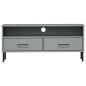 vidaXL Mueble de TV con patas de metal OSLO madera maciza pino gris vidaXL Mueble de TV con patas de metal OSLO madera maciza pino gris