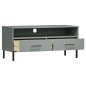 vidaXL Mueble de TV con patas de metal OSLO madera maciza pino gris vidaXL Mueble de TV con patas de metal OSLO madera maciza pino gris