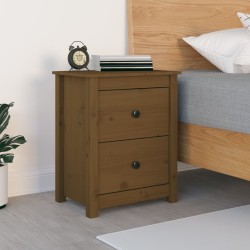 vidaXL Mesita de noche madera maciza de pino marrón miel 50x35x61,5 cm