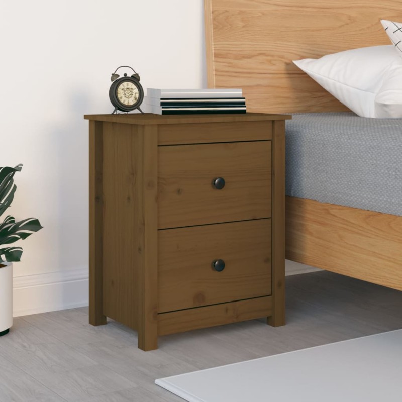 vidaXL Mesita de noche madera maciza de pino marrón miel 50x35x61,5 cm vidaXL Mesita de noche madera maciza de pino marrón miel 50x35x61,5 cm