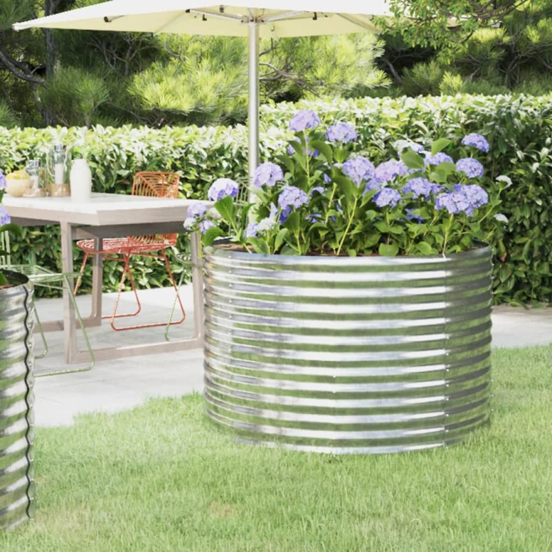 vidaXL Jardinera arriate acero recubrimiento polvo plata 100x100x68 cm vidaXL Jardinera arriate acero recubrimiento polvo plata 100x100x68 cm
