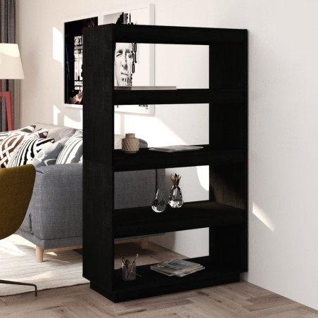 vidaXL Estantería/divisor de espacios madera pino negro 80x35x135 cm 