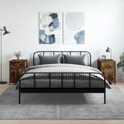 vidaXL Mesitas noche 2 uds madera contrachapada roble humo 40x42x60 cm
