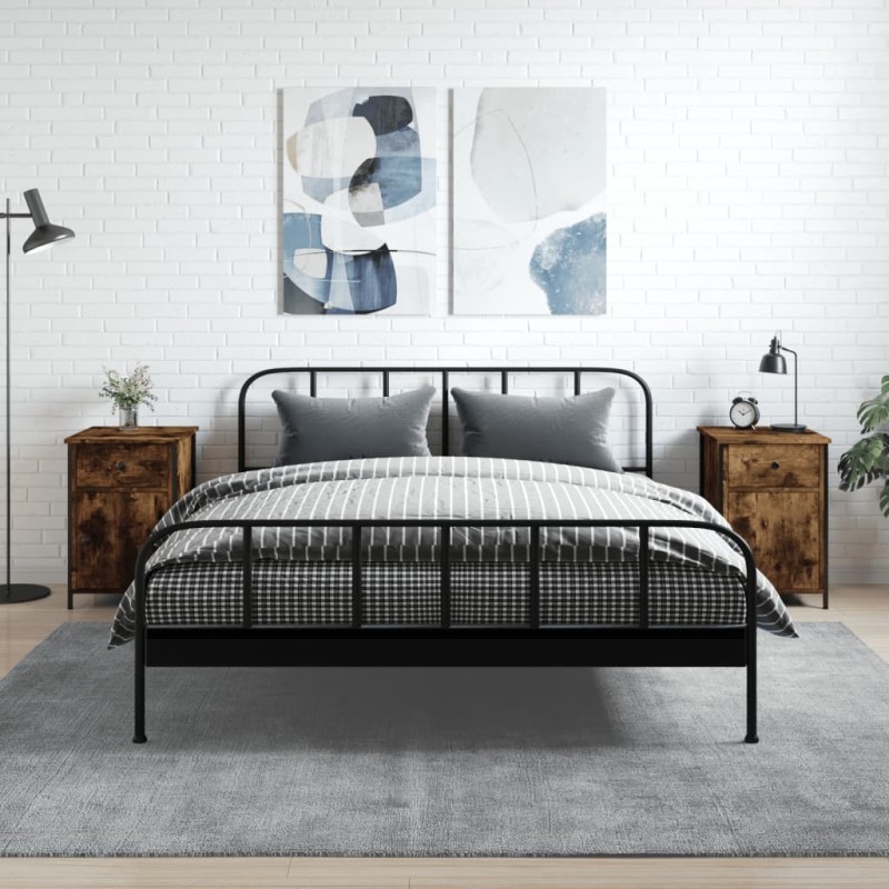 vidaXL Mesitas noche 2 uds madera contrachapada roble humo 40x42x60 cm vidaXL Mesitas noche 2 uds madera contrachapada roble humo 40x42x60 cm
